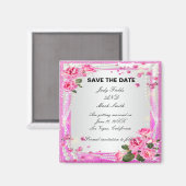 Aimant Roses Et Perles Roses Roses Sauvez L'Aimant Date (Recto/Verso)