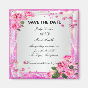 Aimant Roses Et Perles Roses Roses Sauvez L'Aimant Date