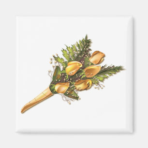 Aimant Roses jaunes enveloppées dans du mazout