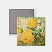 Aimant Roses jaunes vintages (Recto/Verso)