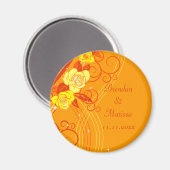Aimant Roses Mariage jaune orange (Recto/Verso)