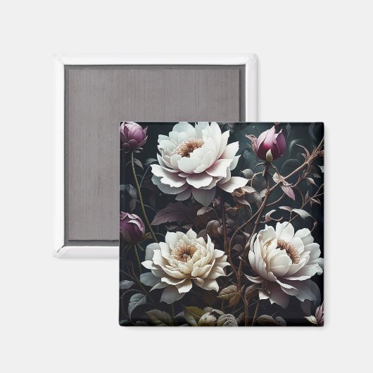 Aimant Roses noires et blanches Aquarelle ai art (Recto/Verso)