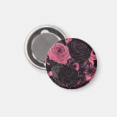 Aimant Roses romantiques roses et noirs gothiques (Recto/Verso)