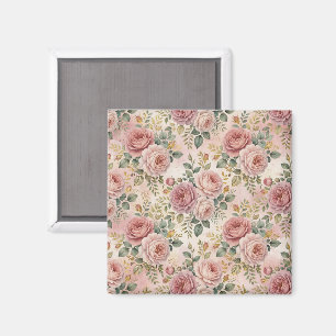 Aimant Roses Rose Poussiéreux Charme Élégant Vert Sauge O
