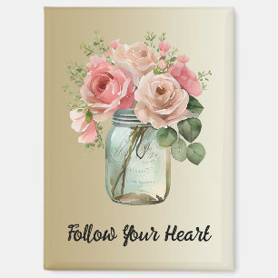 Aimant Roses roses d'or Floral