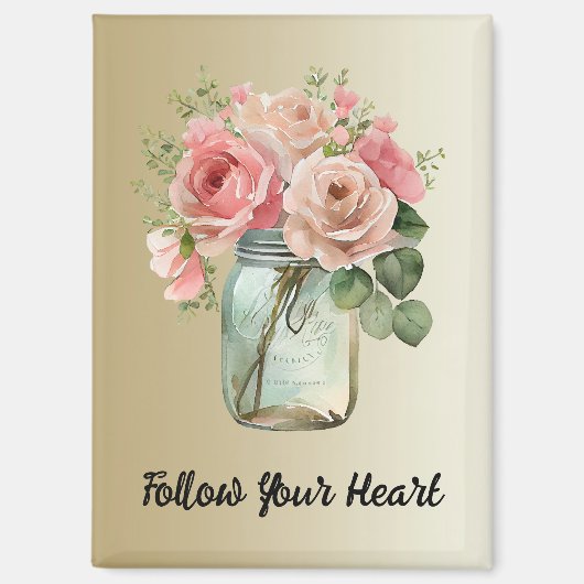 Aimant Roses roses d'or Floral (Recto)