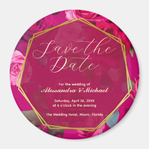 Aimant Roses roses roses sur Viva Magenta Mariage Carte