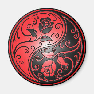 Aimant Roses, rouge et noir de Yin Yang