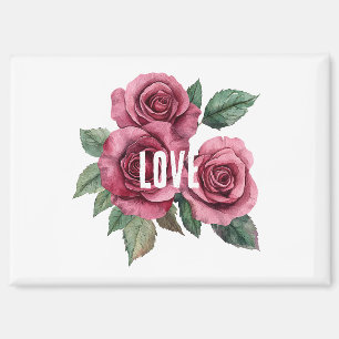 Aimant Roses rouges blanches Amour floral