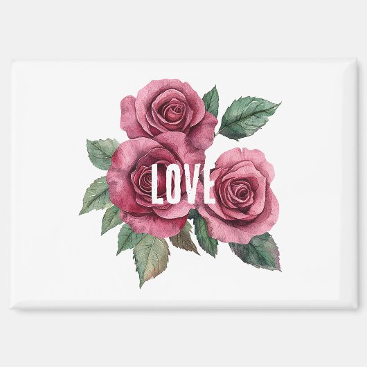 Aimant Roses rouges blanches Amour floral (Recto)