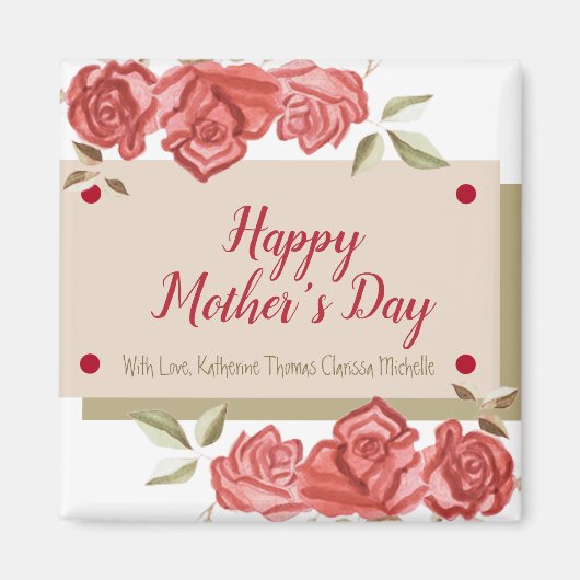 Aimant Roses rouges blanches Unique Moderne Joyeuse Fête  (Devant)