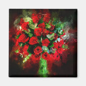 Aimant Roses rouges Bouquet d'aquarelle de fleur - bb (Devant)