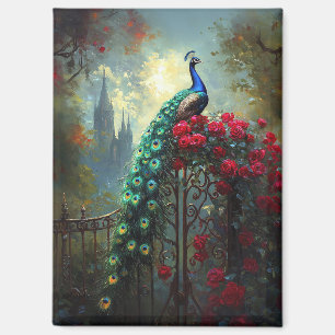 Aimant Roses rouges de paon dramatique gothique
