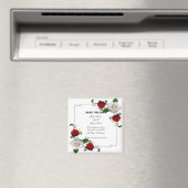 Aimant Roses rouges et blanches Mariage de Noël Enregistr (In Situ (Lave-vaisselle))