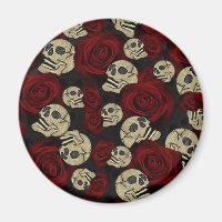 Roses rouges et crânes gris noir floral gothique