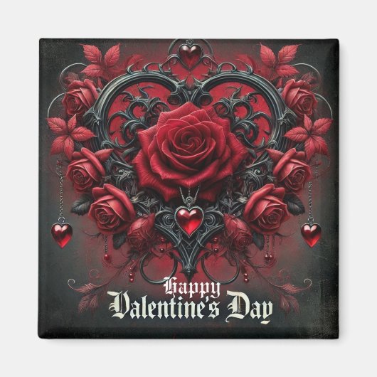 Aimant Roses rouges gothiques Saint-Valentin (Devant)
