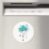 Aimant Roses turquoise avec touches (In Situ (Lave-vaisselle))