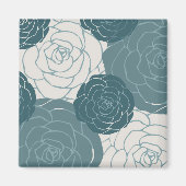 Aimant Roses turquoises et blanches (Devant)