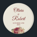 Aimant Roses vintages<br><div class="desc">Roses de pêche et roses rouges uniques contenant des éléments vintages retravaillés en profondeur dans un nouveau design floral. Peut être customisé pour toute occasion spéciale.</div>