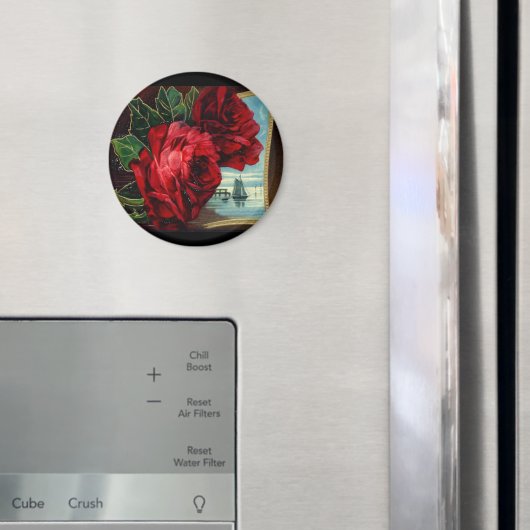 Aimant Roses vintages et voilier (In situ (réfrigérateur))