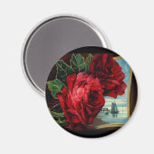 Aimant Roses vintages et voilier (Recto/Verso)