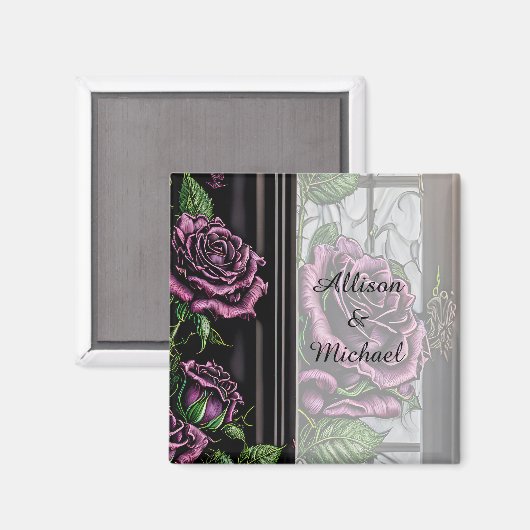 Aimant Roses violettes près de la fenêtre - style gothiqu (Recto/Verso)