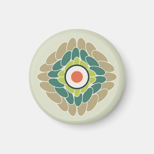 Aimant Rosette de feuilles vertes graphiques en wasabi et (Devant)