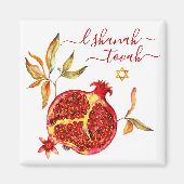 Aimant Rosh Hashanah Chic Rouge or grenade Aquarelle (Devant)