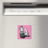 Aimant Rosie-Le-Riveter Graphique Féministe De Ligne-Art (In Situ (Lave-vaisselle))