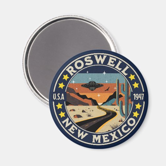 Aimant Roswell New Mexico Nostalgic UFO Backdrop (Recto/Verso)