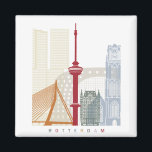 Aimant Rotterdam skyline poster<br><div class="desc">Illustrations of cities with their main monuments</div>