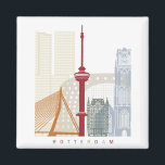 Aimant Rotterdam skyline poster<br><div class="desc">Illustrations of cities with their main monuments</div>