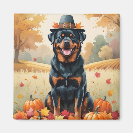 Aimant Rottweiler À L'Automne Quitte L'Art Thanksgiving (Devant)
