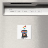 Aimant Rottweiler Chien avec Coeurs Saint-Valentin (In Situ (Lave-vaisselle))