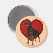 Aimant Rottweiler Chien Coeur rouge (Recto/Verso)
