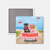 Aimant Rottweiler Chien Saint Valentin Coeurs de Camion (Recto/Verso)