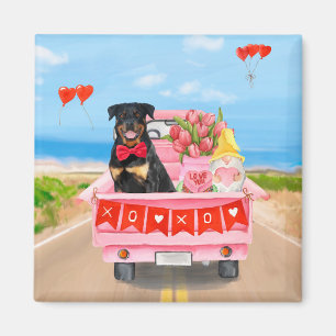 Aimant Rottweiler Chien Saint Valentin Coeurs de Camion