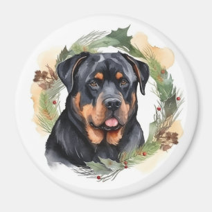 Aimant Rottweiler Christmas Wreath Festive Pup