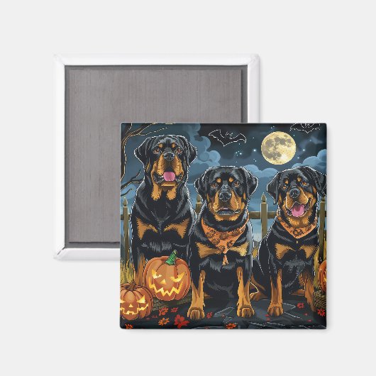 Aimant Rottweiler Halloween Éffrayant (Recto/Verso)