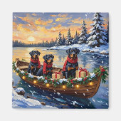 Aimant Rottweiler Noël Bateau Vacances (Devant)