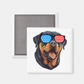 Aimant Rottweiler patriotique (Recto/Verso)