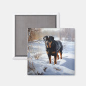 Aimant Rottweiler Qu'il neige Noël (Recto/Verso)