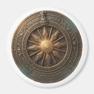 Aimant Roue du Dhamma Ancienne Héritage Rond Personnalisa