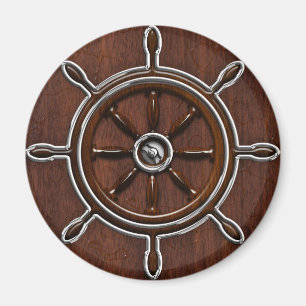 Aimant Roue marine en acajou nautique