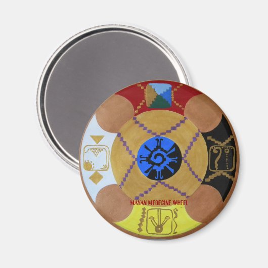 AIMANT ROUE MÉDECINE, ROUE MAYAN MEDECINE (Recto/Verso)