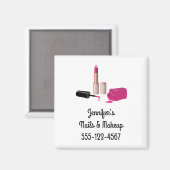 Aimant Rouge à lèvres rose et ongle Polonais beauté thème (Recto/Verso)