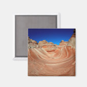 Aimant Rouge, beige et jaune strié au vent et (Recto/Verso)