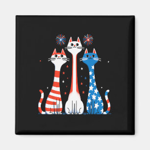 Aimant Rouge Blanc Bleu Chats Usa Drapeau Feu 4 juillet