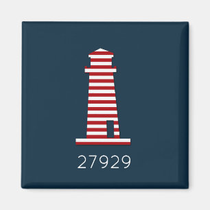 Aimant Rouge Blanc Bleu Nautique Lighthouse Beach Code po