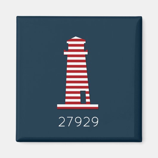 Aimant Rouge Blanc Bleu Nautique Lighthouse Beach Code po (Devant)